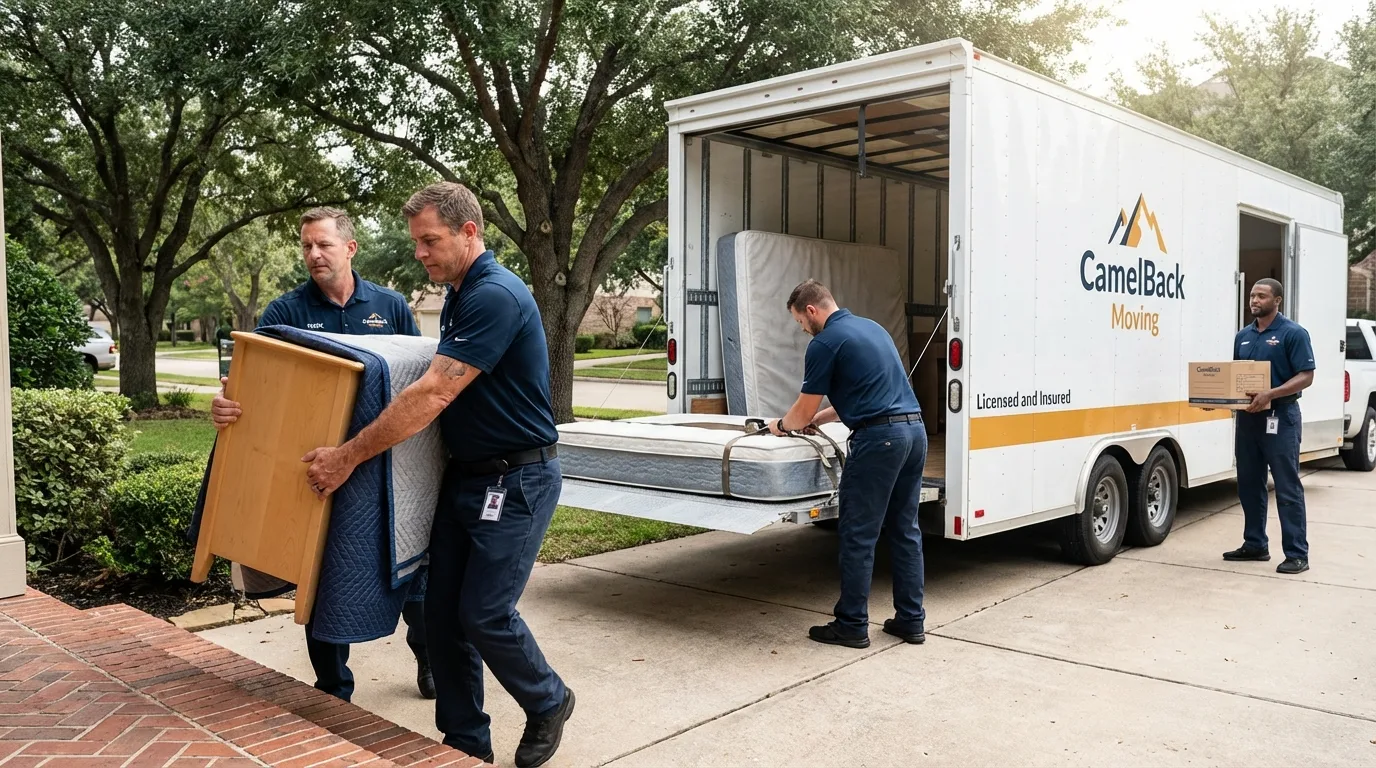 Crew loading residential truck for cross-state move from Easton, MD