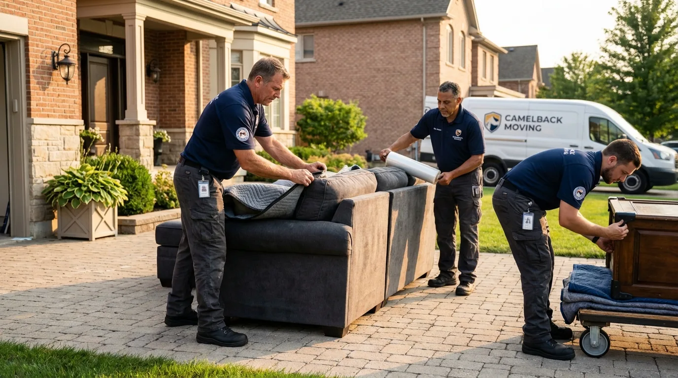 Large estate moving crew wrapping furniture in Easton, MD