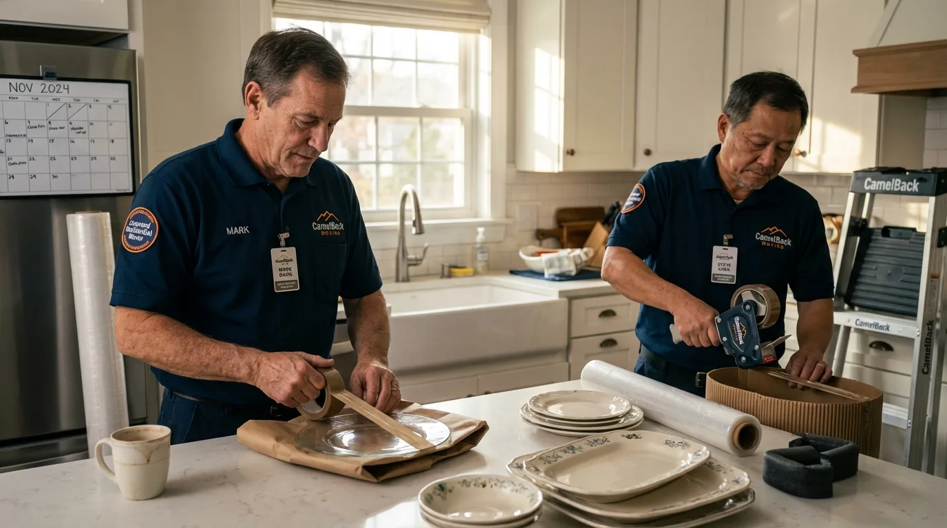 Professional crew packing kitchen dishware in Easton, MD